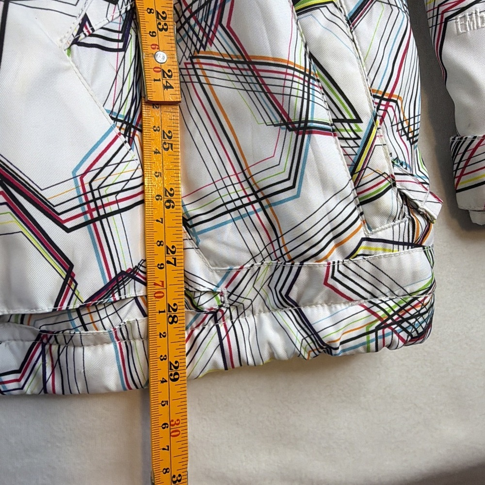Volcom Womens L White Multicolor Geometric Hooded Snowboard Ski Jacket - Picture 8 of 8